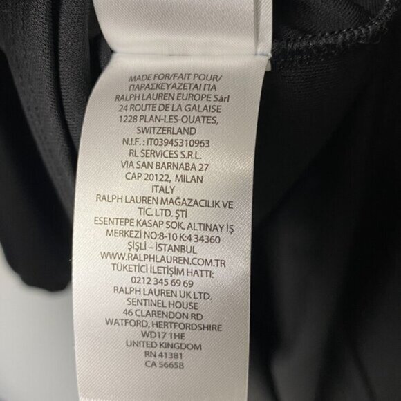 NWT Lauren Ralph Lauren Black with Gold Logo Bishop Sleeve Top Women's Size L - Picture 7 of 7